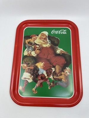 Vintage 1990 Coca Cola Santa Tray With Elves Serving/Cookie Tray