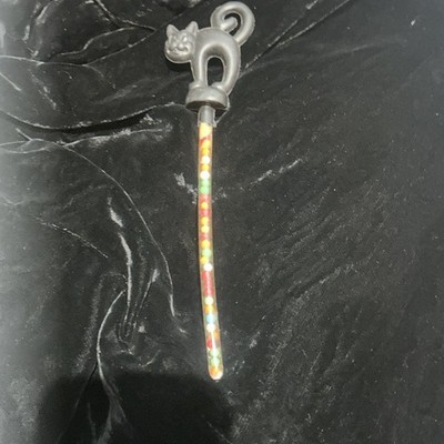 Vintage ROSBRO Black Cat Halloween Candy Tube Straw Toy Plastic RARE