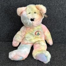 Ty Vtg Beanie Buddy -  Peace  the Bear - 1999, Retired - 14 Inch 