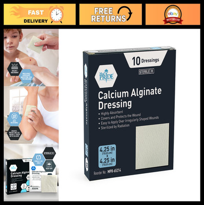 Antimicrobial Calcium Alginate Wound Dressing Pads, Non-Stick, Sterile, 10-Pack