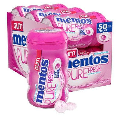 Mentos Pure Fresh Sugar Free Gum With Xylitol 50 Count (Pack of 6), Pink