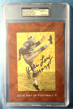 YALE LARY SIGNED 2016 HA ART OF FOOTBALL GOAL LINE ART CARD AUTO~GEM MT 10