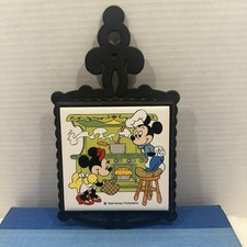 Disney Ceramic Cast Iron Square Tile Micky Minnie Kitchen Footed Trivet Hot Pad