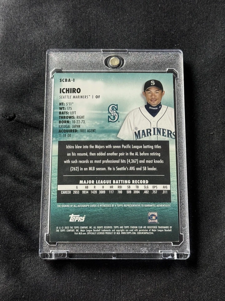 Ichiro Suzuki 2023 Topps Stadium Club Auto Daisuke Matsuzaka Mariners Yankees - Image 2 of 2