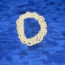 Faux Pearl Twist Beaded Ivory Color Stretch Bracelet Glamour Tube Wedding