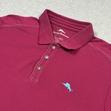 Tommy Bahama Polo Shirt Mens M Pink Short Sleeve Supima Cotton Polyester