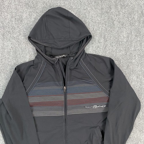 Chaqueta Travis Mathew Para Hombre Grande Negra Con Capucha Cremallera Completa Atlética Golf Mezcla de Nylon - Imagen 2 de 11
