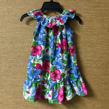 Mango Okinawa Original Dress Girls 7-8 Tropical Floral Sleeveless Hawaiian READ
