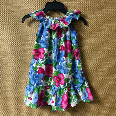 Mango Okinawa Original Dress Girls 7-8 Tropical Floral Sleeveless Hawaiian READ