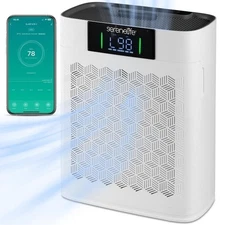 SereneLife High-Performance Air Purifier w/ Sleep Mode, Automatic Mode (White)