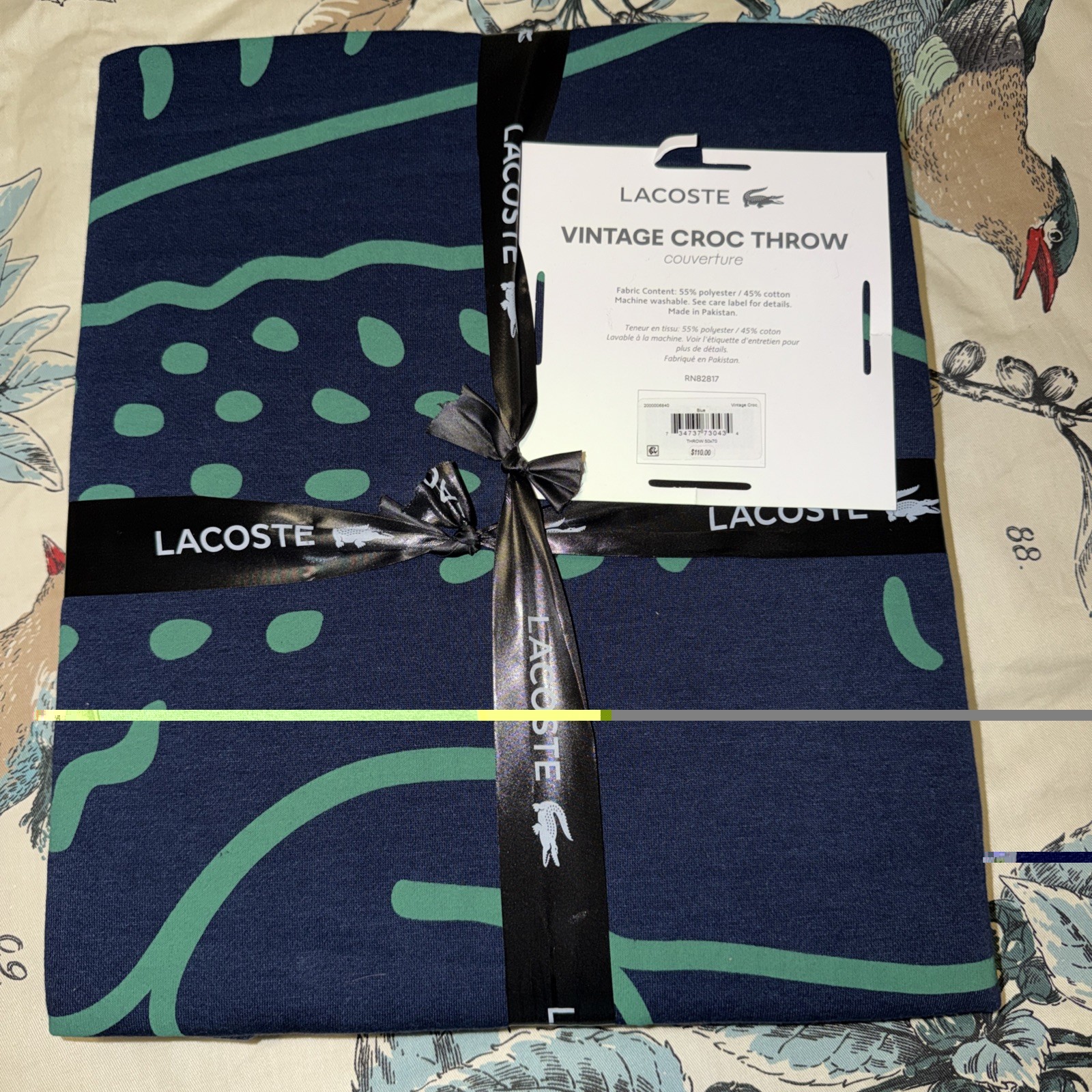 Lacoste Home Navy Vintage-Like Croc Throw, 50" x 70" thumbnail 2