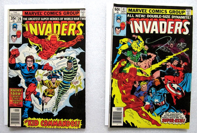 LOT - THE INVADERS #28 1978 & #41 1979 MARVEL COMICS BRONZE AGE - BOARDED
