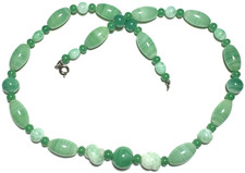 Vintage Necklace Glass Beaded Collar Green Mint Swirl Stripe Art Polished 10