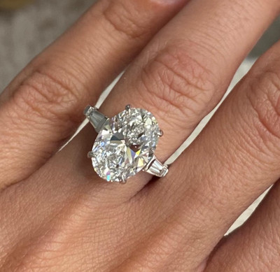 5.00 CT Certified Oval Cut White Diamond Ring, Tariffs FREE & Matching Studs.