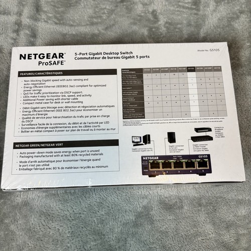 NETGEAR ProSafe GS105 5 Port Gigabit Desktop Switch NIB - Picture 2 of 5