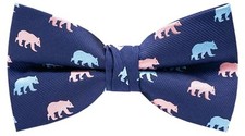 Mens Bow Tie Handmade Pre-Tied Fun Pattern Bow Ties for Men Blue Pink