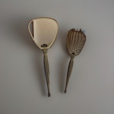 Vintage Ornate Collectible Brush and Mirror Set with Floral Design