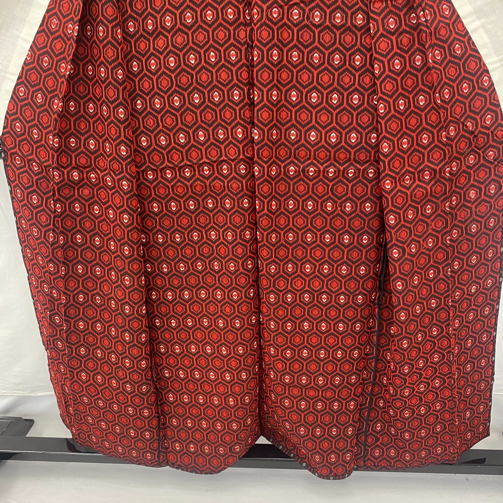 Japanese Vintage Kimono Silk Red Tumugi No Lining Traditional  Length 60 in