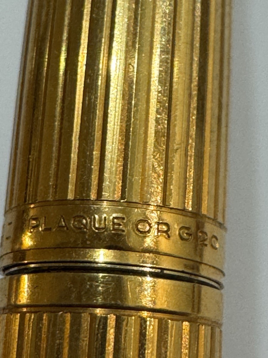 Waterman C/F CF Gold Plated Godron Fountain Pen, Plaque Or G 20