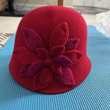 Alessandra Bacci Firenze Red Flower Wool HAT Made in Italy Vintage