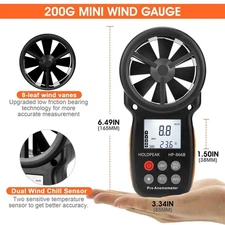 HoldPeak Handheld Anemometer Digital Wind Speed Meter Temperature Gauge 30m/s US