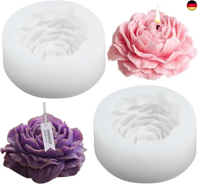 Fizdoqg Kerzenform Silikon 2 Stück Pfingstrose Kerzen Gießen Formen, Kerzen S