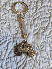 VTG Silver Tone Wells Fargo Stage Coach Keychain Carriage Vtg Bank Collectible 