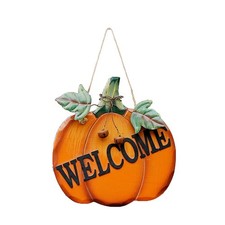 Wood Pumpkin Welcome Sign Hanging Wall Door Decor Fall Harvest Thanksgiving