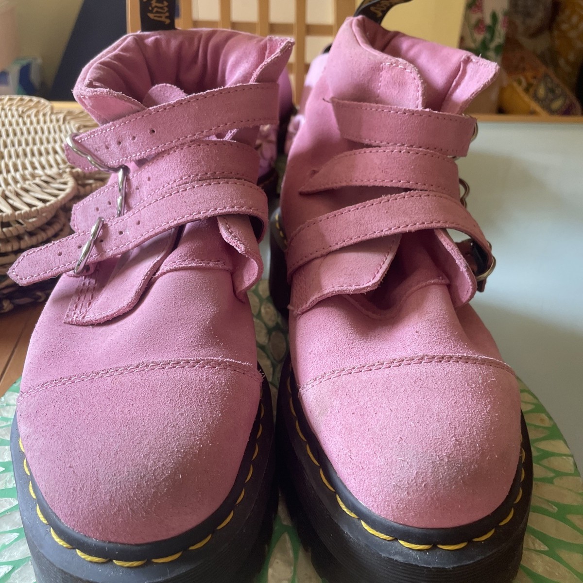 Limited Edition, Dr Martens And Lazy Oaf Heart Buckle Pink Suede