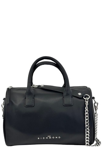 Sac Richmond Vintage Authentique - Cuir Vernis Noir, Style Marin, Double Anses, Fabrication Italie