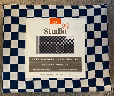 New Studio 3B Twin Town XL Cell Phone Pocket 3 Piece Set home Bed sheet blue