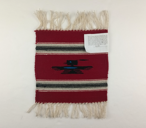 Vintage Chimayo Blanket Thunderbird Hand Woven Wool Tapestry Table Mat Souvenir - Picture 4 of 6