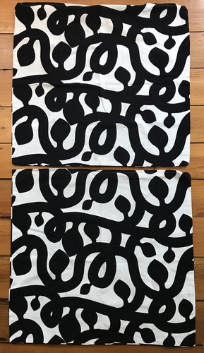 Set Paar 2 Ikea Kajsa Trad schwarz weiß Kissenbezüge Bezüge 26" quadratisch Euro