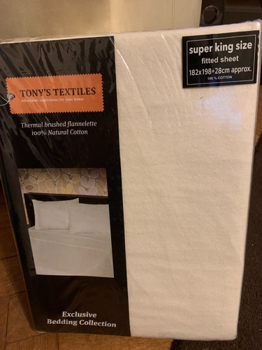 100% Baumwolle Weich Gebürstet Flanell Spannbettlaken Super King Size Creme Neu