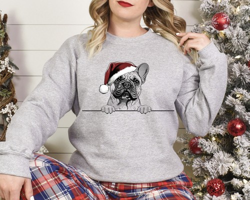 Xmas Sweater French Bulldog Christmas Sweater Xmas Jumper Xmas Sweatshirt Santa - Picture 2 of 2