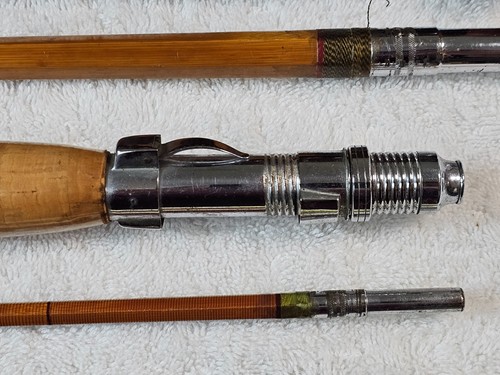 VTG 1950s Sakura Rainbow 102 Bamboo Rod Set w/ Rare Mahogany Saltwater Rod Japan - Picture 17 of 24