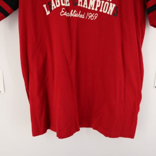 Mens COOGI Thick Red Graphic T Shirt Size 2XL XXL Embroidered V Neck Rugby - Picture 2 of 8