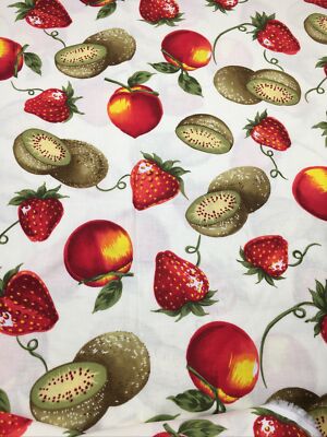 Large Print Strawberry Apple Kiwi on Cream 5Y x 44''W US Liberty Fabrics