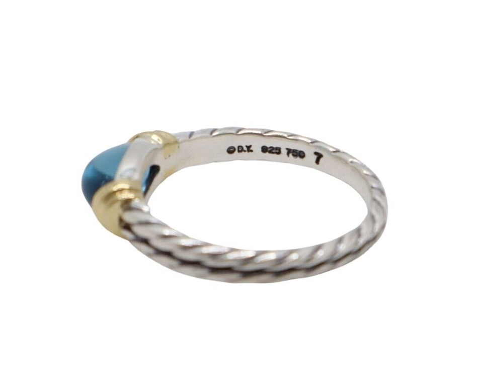 David Yurman 18K Yellow Gold & Sterling Silver Blue Topaz Cable Band