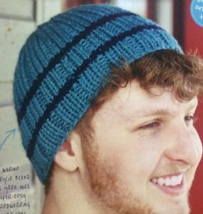 Mens beanie hat knitting pattern