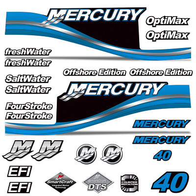 FOR MERCURY 40 Four Stroke Outboard.Vinyl Decal Set From