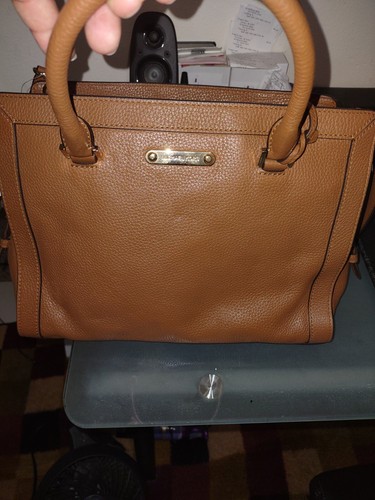 NWT $498 MICHAEL KORS "Collins" Studded Med Satchel Brown Leather Calf hair