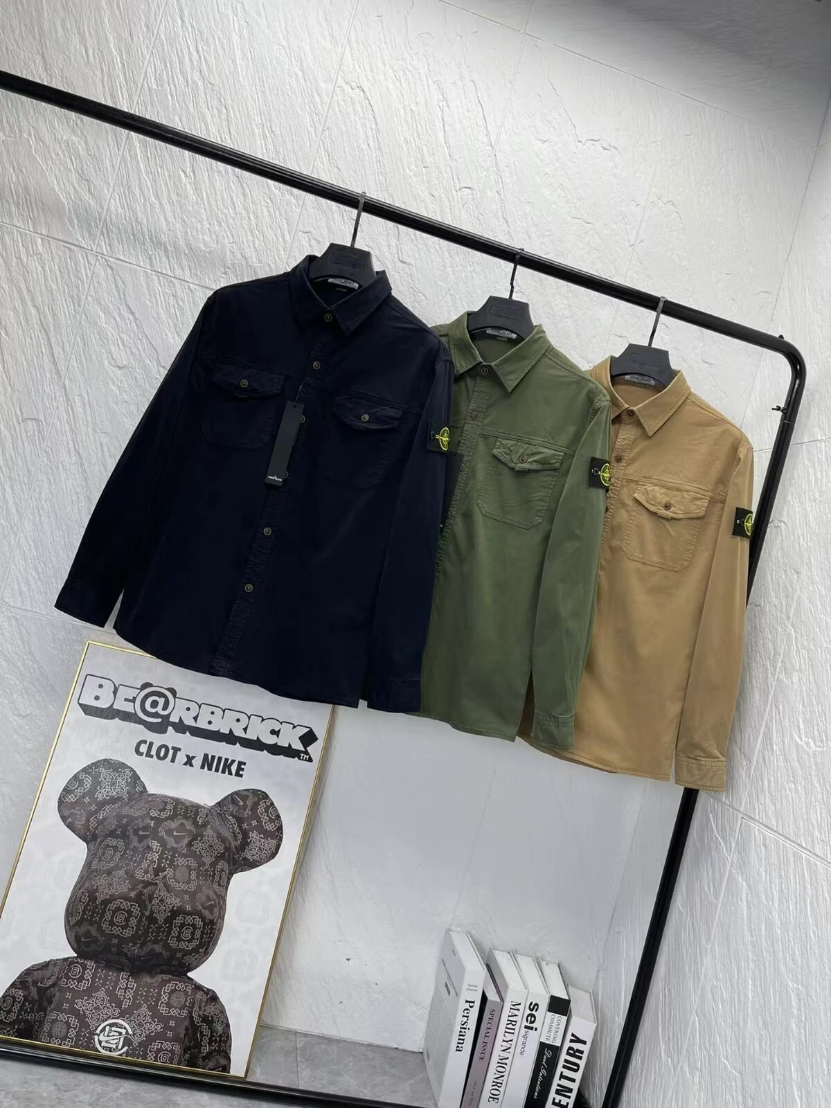 Stone Island Vintage Cotton Shirt Jacket With Pockets Three Colors Stone Island Vintage Cotton Shirt Jacket With Pockets Three Colors