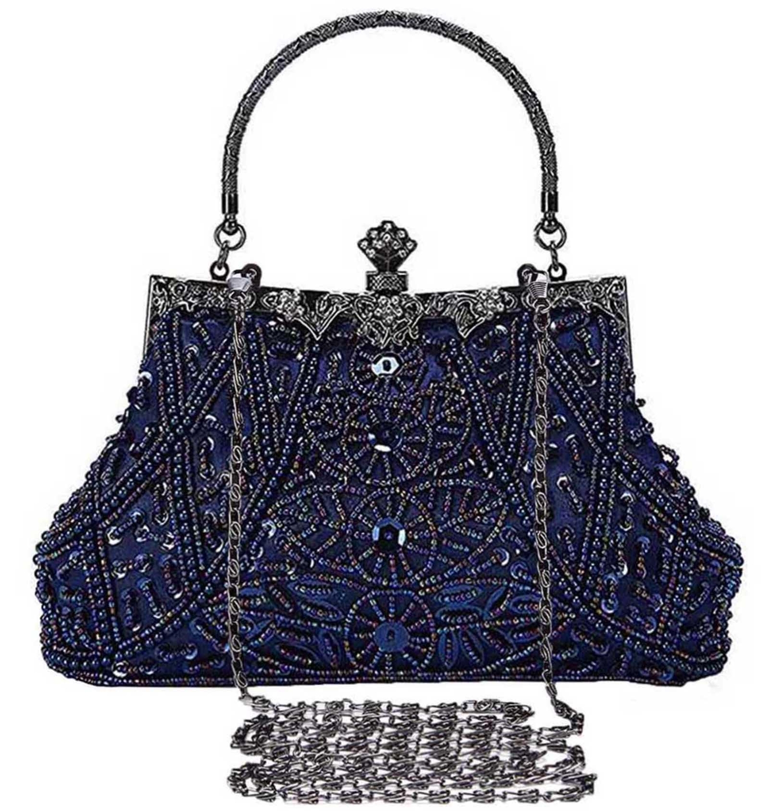 1920s Beaded Clutch Evening Bags for Women Formal Bridal Wed