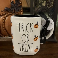 rae dunn Trick Or Treat Coffee Mug With Pumpkins