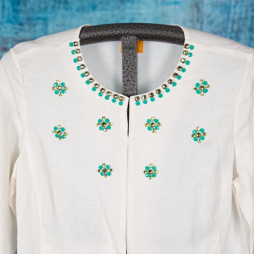 Ruby Rd Linen Blend Jacket Beaded w/ Rhinestones Colorful Coastal Beach Size 14 - Picture 2 of 5