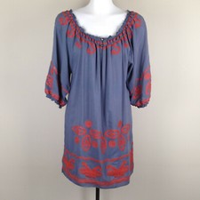 Urban Mango Size L Gray Dress Beautiful Orange Embroidered In A Burnt Cotton
