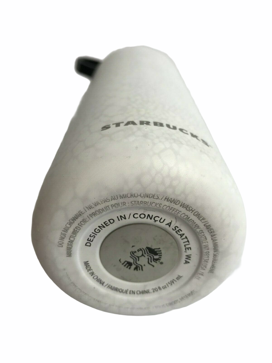 Starbucks Metal Water Bottle Screw Top Lid White Grey