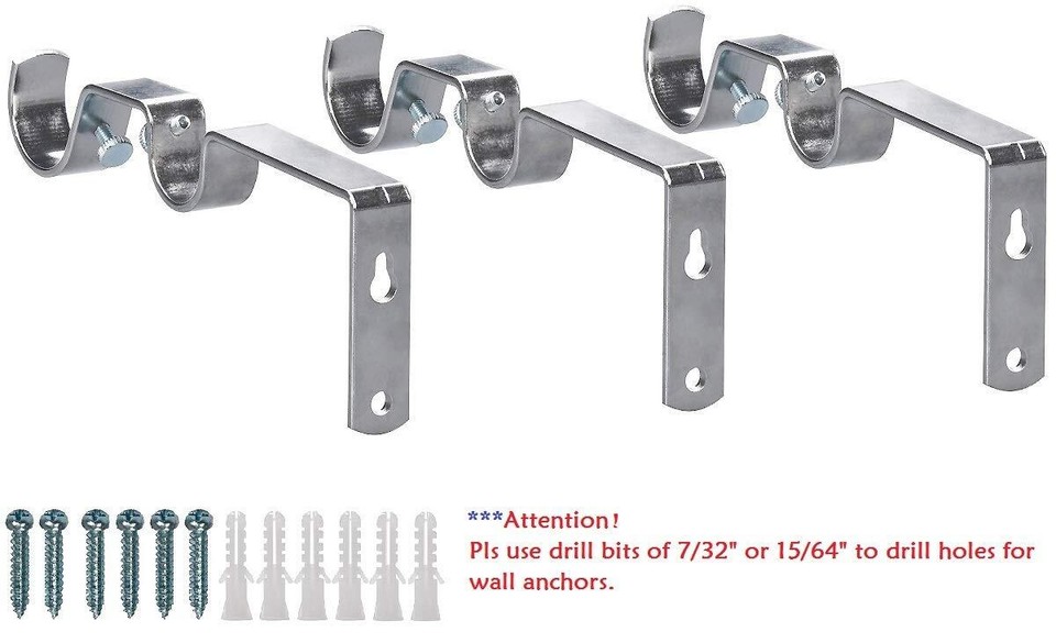 Dual Curtain Rods Hanging Brackets Havy Duty 3PcsSatin Nickel eBay