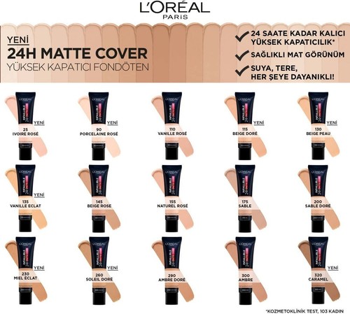 New L'Oreal Infallible 24H Matte Cover Foundation 30ml - 25 Rose Ivory - Picture 17 of 17